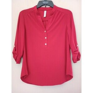 Per Seption Burgundy Blouse Size Medium Petite